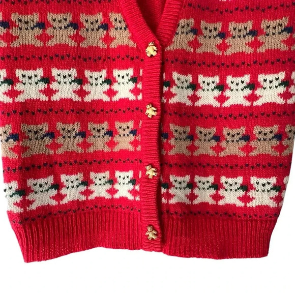 THE EAGLE’S EYE VINTAGE SHETLAND WOOL NOVELTY TEDDY BEAR VEST LIKE NEW | MEDIUM - Picture 6 of 12